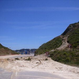 Erdrutsch von den schlimmen Unwettern die Woche zuvor in Asturien