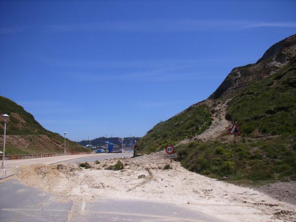 Erdrutsch von den schlimmen Unwettern die Woche zuvor in Asturien